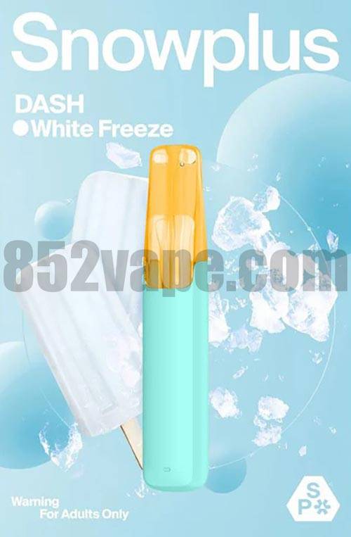 Snowplus dash 一次性電子煙|4000口|7.5ML|3%|530mAh|多款新口味的宣傳圖片，展示了薄荷藍和黃色的vape，上面有冰塊和冰棒，加上 "Snowplus dash 「和 」Warning For Adults Only"。. 電子煙 vape